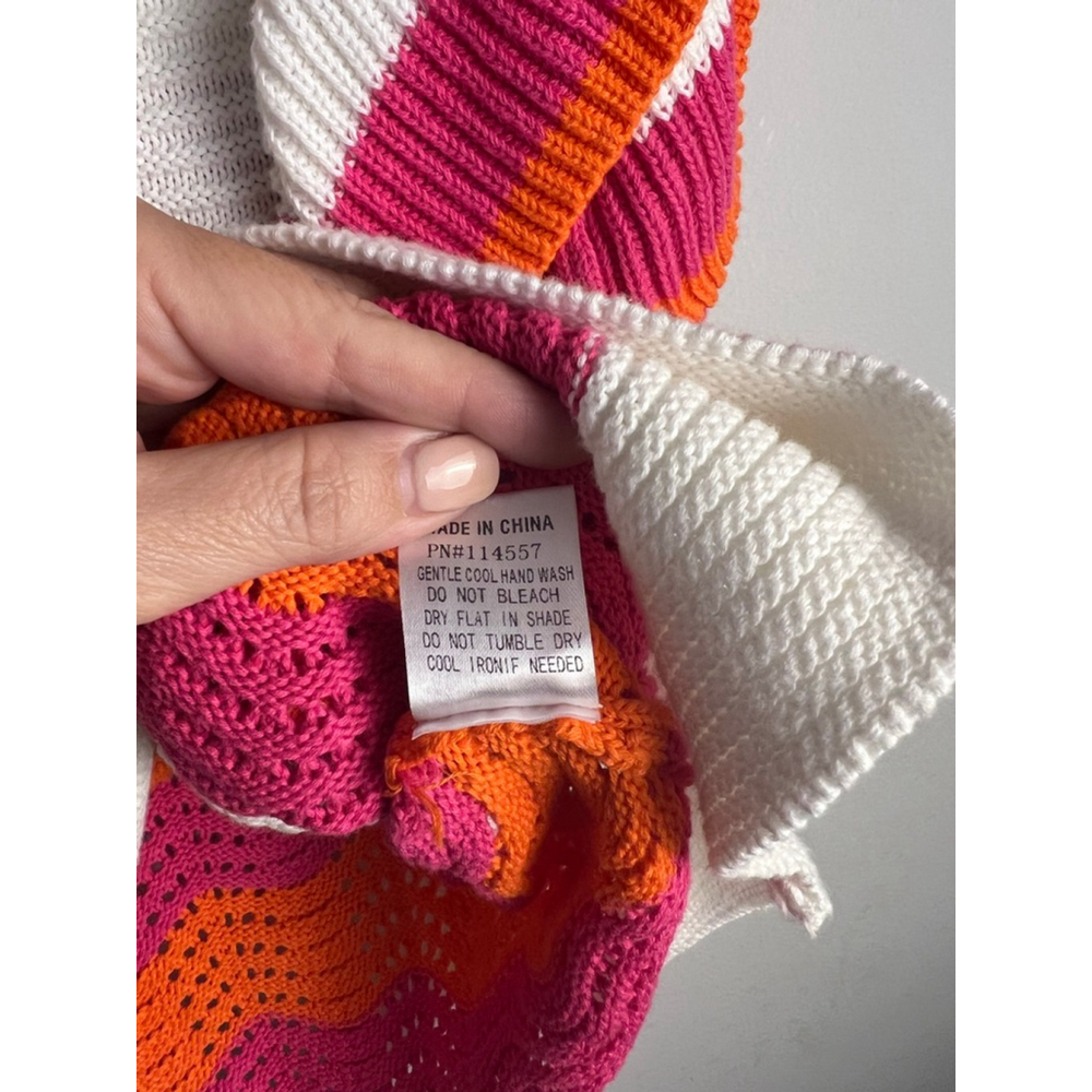 Women's THML Knit Top Size M White Orange Pink Striped Sleeveless - Picture 4 of 7